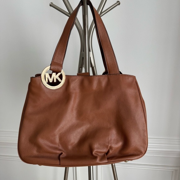 Michael Kors Brown / Cognac Pebbled Leather Shoulder Bag - Picture 3 of 7